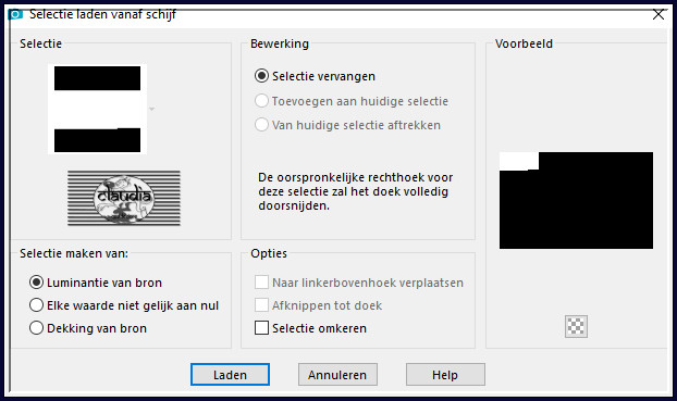 Selecties - Selectie laden/opslaan - Selectie laden vanaf schijf : SELECTION 5 181